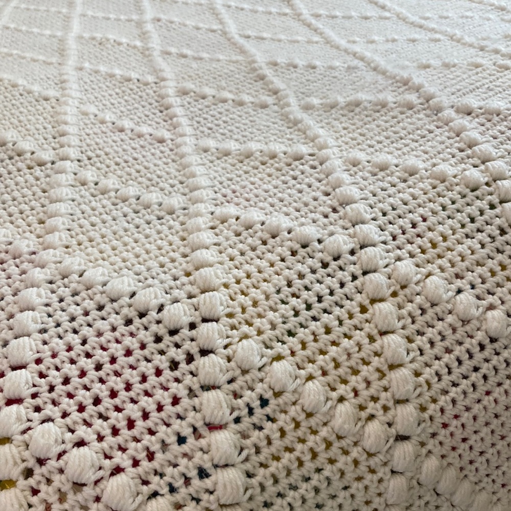 Vintage Crochet Throw Blanket 57x88 Handmade